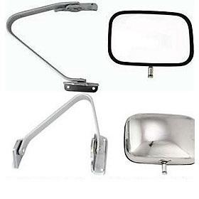 Stainless steel manual side view door mirror assembly pair set driver+passenger