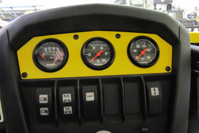 Can-am commander aluminum gauge panel ( yellow ) version #5 ~holds 3 gauges ~new