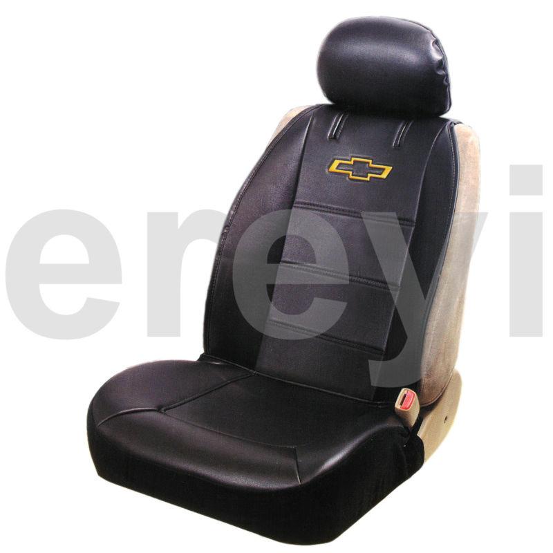 1 chevy classic yellow bowtie sideless car seat cover with headrest black vinyl