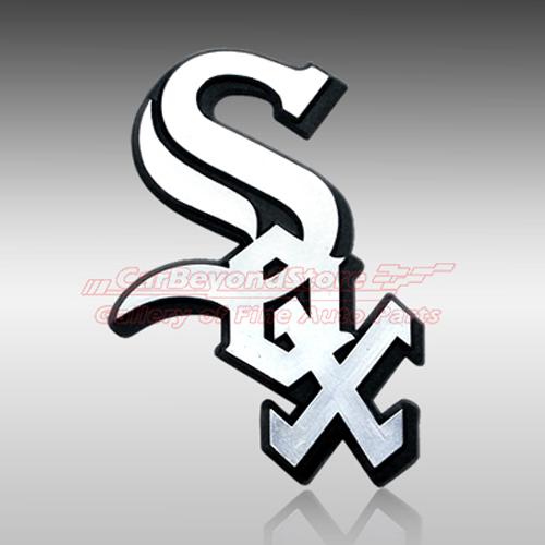 Mlb chicago white sox 3d chrome car emblem, easy install, licensed + free gift