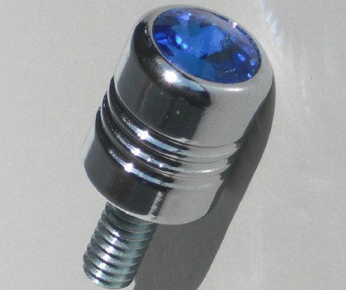 Show chrome billet "blue" swarovski gem crystal seat bolt for 1996 - 2013 harley