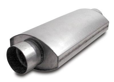 Dynatech muffler split-flow racing steel 4.00" inlet/outlet 14.0" length ea