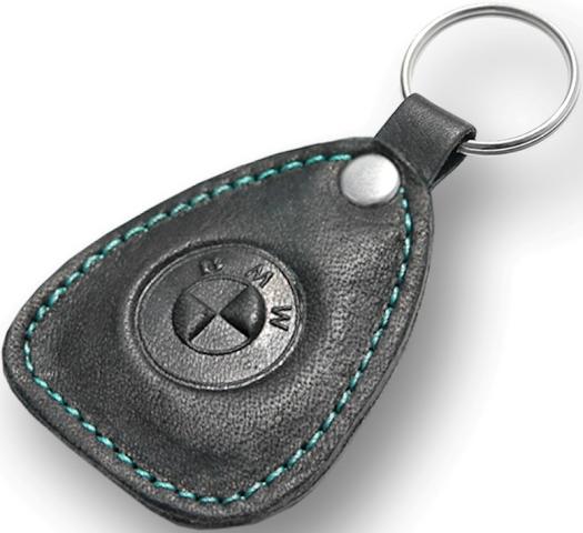 New leather black / turquoise keychain car logo bmw auto emblem keyring