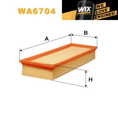 1x wix air filter wa6704 - eqv to fram ca8995