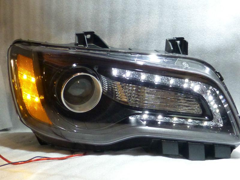 2011 - 2013 chrysler 300c 300 right led headlight head lamp with black bezel oem