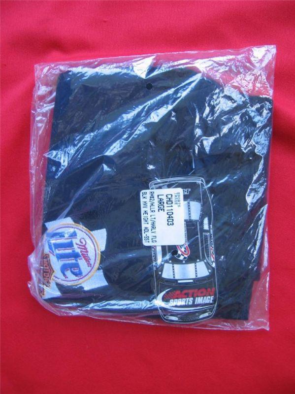 Harley davidson & miller lite beer ~ t-shirt ~ men's size large ~ black ~ new