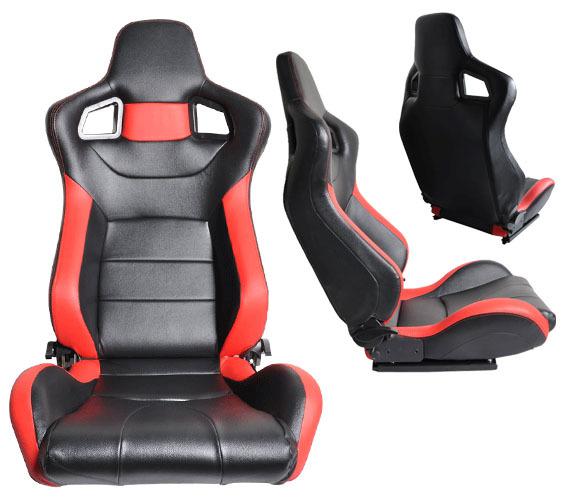 2 black & red leather racing seats reclinable + sliders volkswagen new **