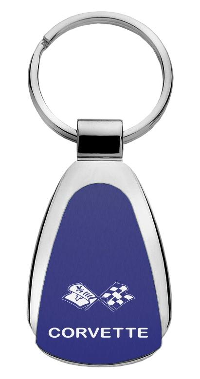 Chevrolet chevy corvette c3 blue blue tear drop key chain ring tag logo lanyard