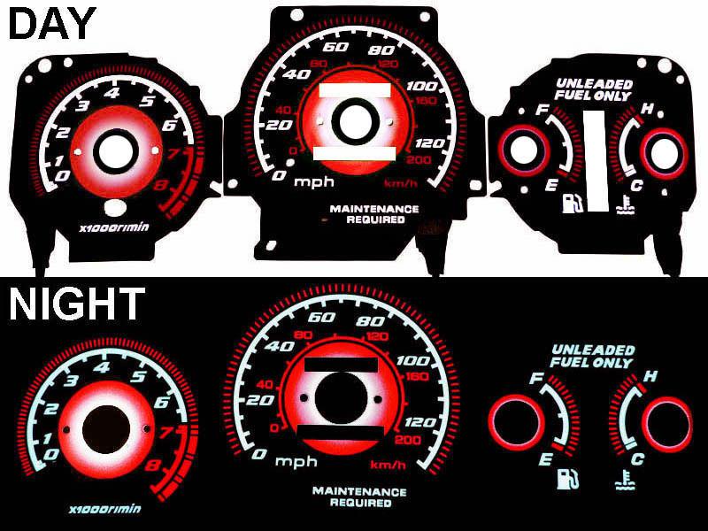 1996-2000 ek honda civic lx ex type r red glow gauge black at trans gauges