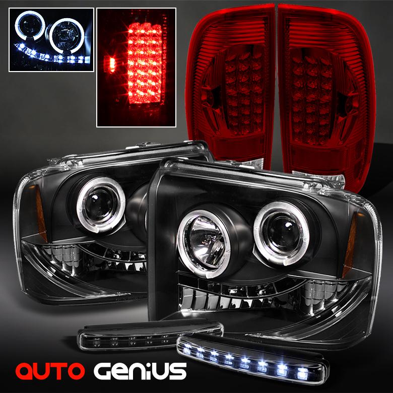 05-07 f2/3/450 blk projector headlights + r/c led tail lights + daytime led drl