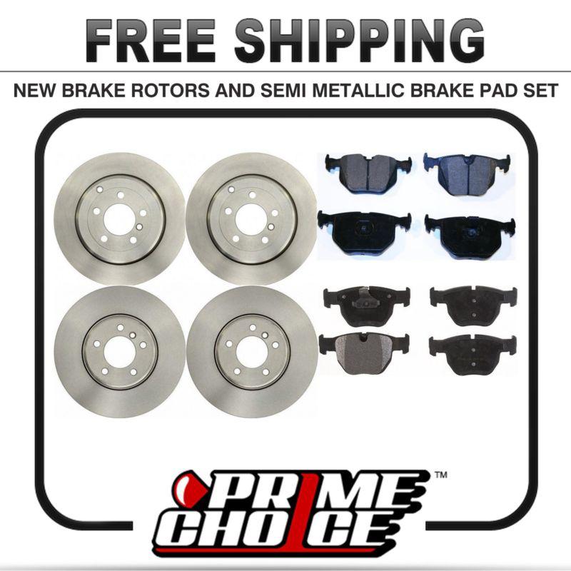 Front & rear kit 4 disc brake rotors and 8 metallic pads full complete set