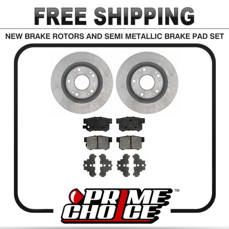 Premium rear metallic brake pads and disc rotors complete kit left & right pair