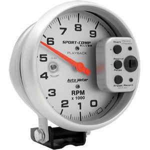 Autometer 3964 5" sport comp silver playback tach