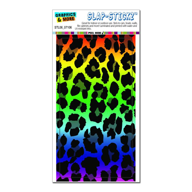 Leopard spots animal print rainbow - slap-stickz™ window locker bumper sticker