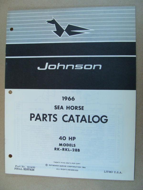 1966 omc johnson 40 hp models rk rkl 28b outboard motor parts catalog 381420