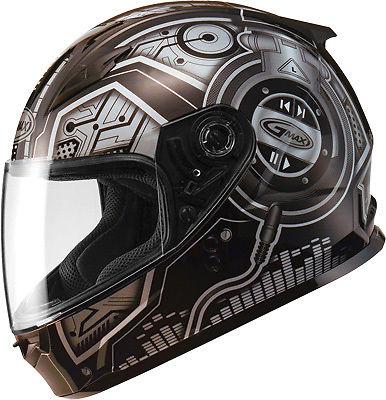Gmax gm49y full face helmet dj black/silver yl g7492242 tc-5