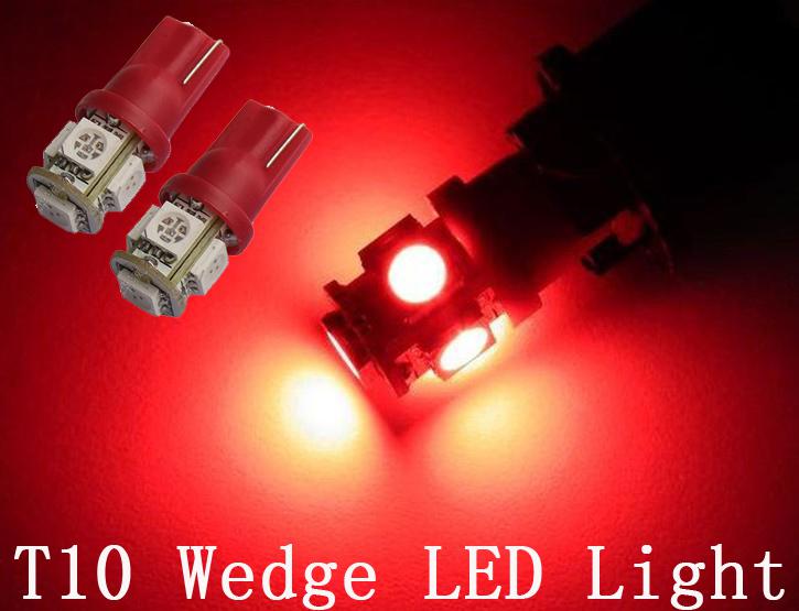 4pcs red t10 wedge 5smd tail side led light bulbs 192 168 194 w5w 2825 158 147