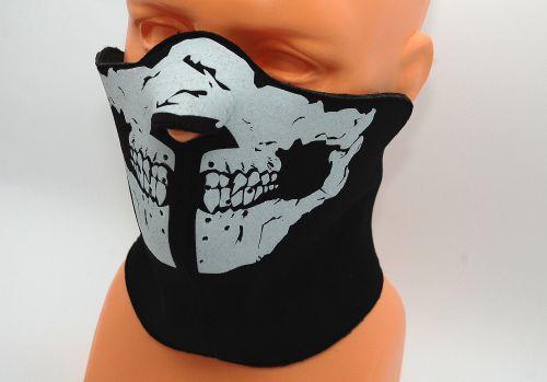 Black neoprene half face mask biking ski survival snowboard skull totenkopf new