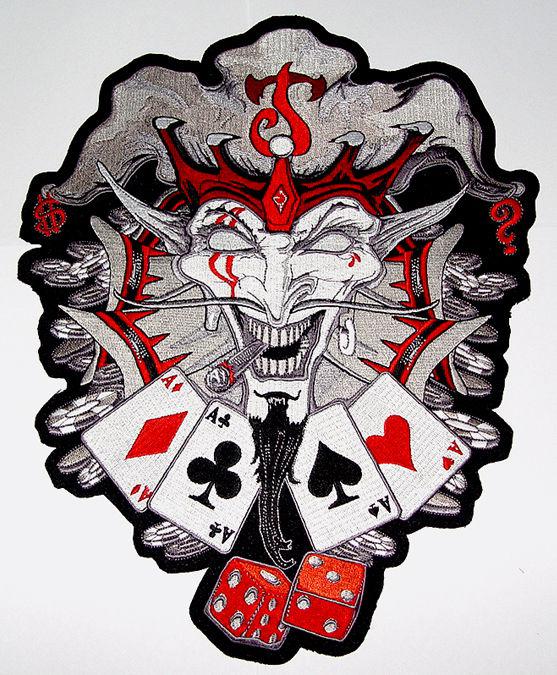 Jokers wild  motorcycle vest back patch 