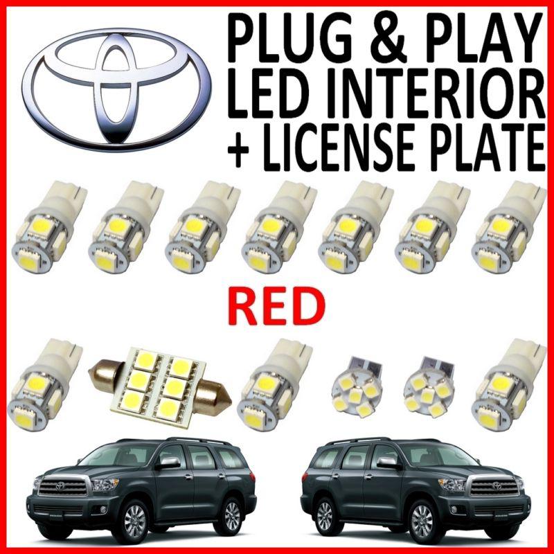 13 piece super red led interior package kit + license plate tag lights ts5r