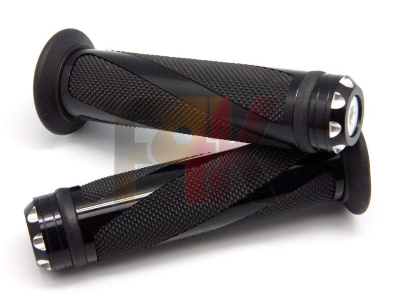 Black motorcycle racing rubber gel hand grips for 7/8" handlebar sports bikes