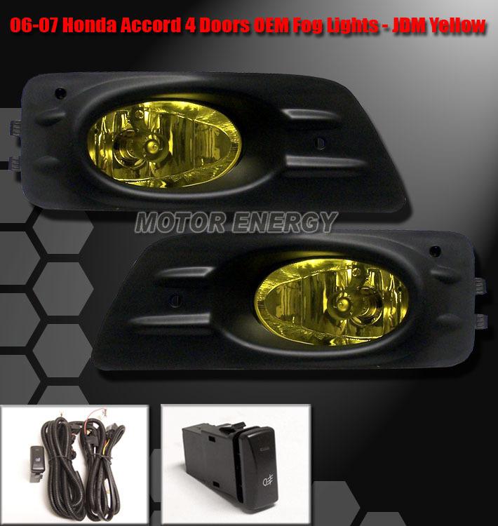 2006-2007 honda accord 4d 4dr jdm fog lights yellow 06