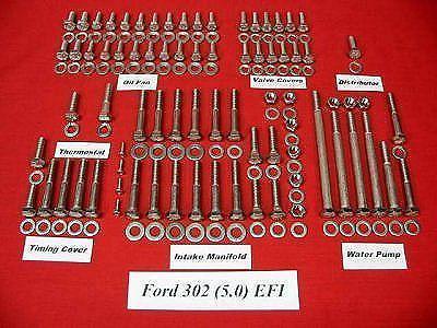 1986-1993 ford 5.0 efi stainless steel engine hex bolt kit