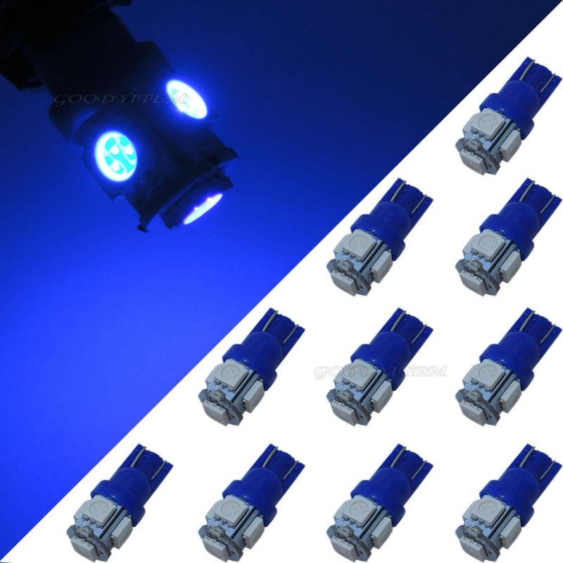 10x ultra blue 5-smd 5050 light bulb lamp t10 168 194 for led wholesale bulk #4