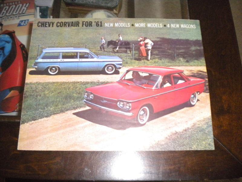 Rare 1961 chevy corvair "new models" 6 panel fold out brochure nice shape! 7"x9"