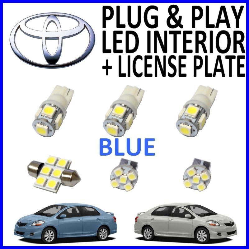 6 piece super blue led interior package kit + license plate tag lights ty1b