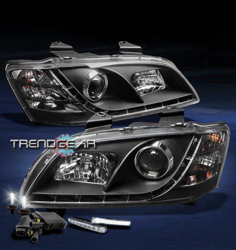 08 09 10 pontiac g8 gt gxp led black projector head light+drl kit+6000k hid pair