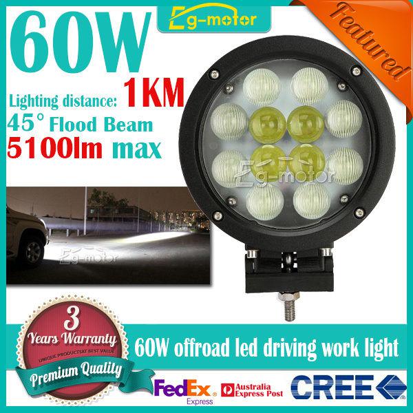 60w 5100lm cree 45 degree flood led work light off-road 4x4 4wd car truck pickup