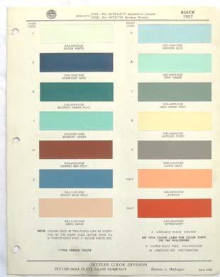 1957  buick ppg  color paint chip chart all models original 