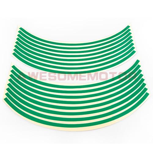 Green reflective 16"-18" wheel rim stripe tape decorative sticker for motor bike