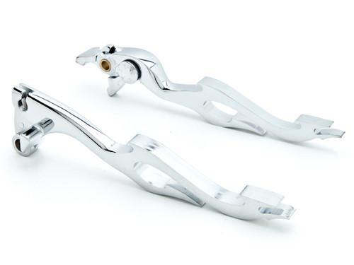 Chrome clutch + brake flame hand levers controls for 2000-2003 kawasaki zx9r