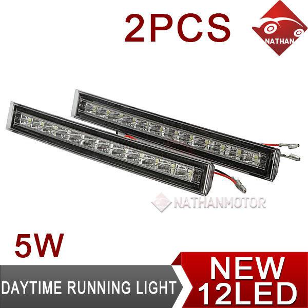 2x 5w 12led daytime running driving day light kit fog lamp bulb drl car auto wow