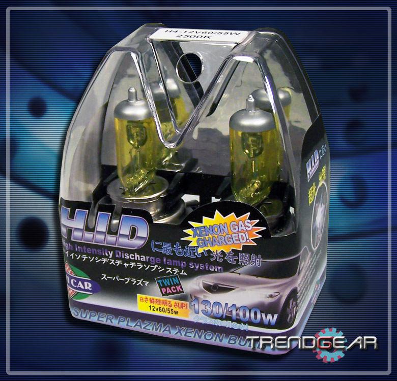 H4 9003 hb2 12v 2500k hid yellow xenon fog light bulbs