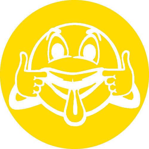 Emoticon silly face vinyl decal for auto or home