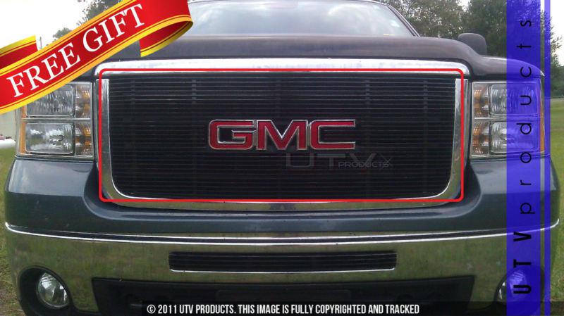 2007 - 2010 gmc sierra 2500 hd / 3500 hd 1pc upper black billet grille 2500hd