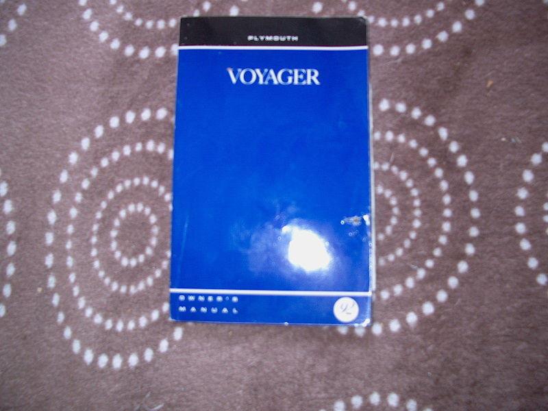 Plymouth voyager owners manual 1992