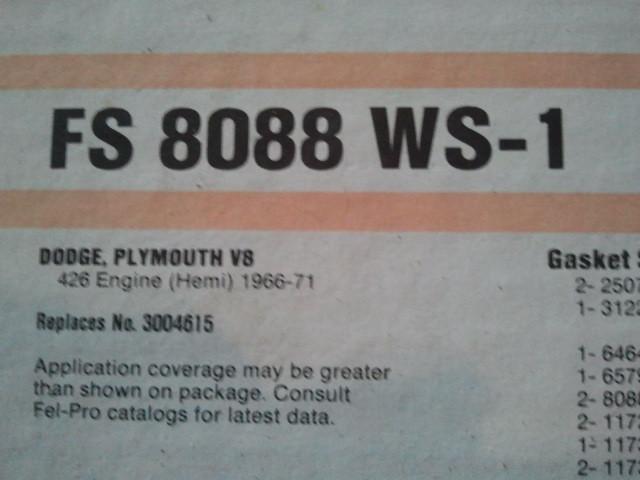 Fs8088 ws-1 full gasket set by fel-pro (fits dodge and plymouth)