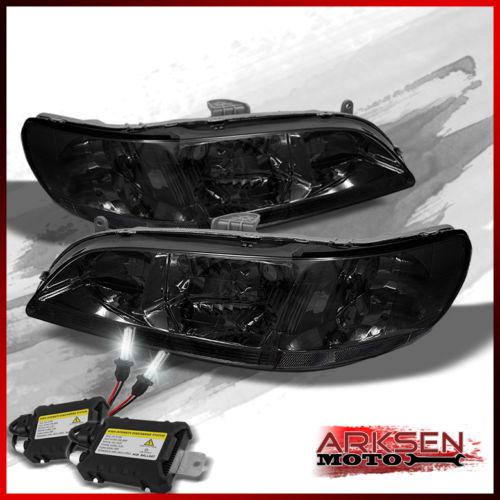 6000k slim ballast hid+smoke 98-02 honda accord jdm crystal headlights pair set