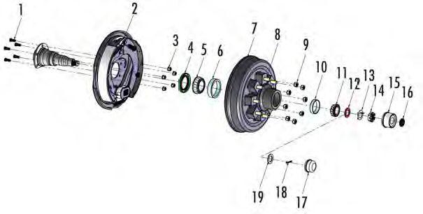 Husky hub & drum with cup 12" 5 studs kbd-174-06