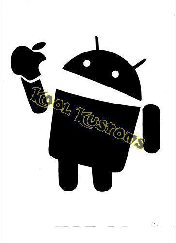 Vinyl decal sticker android eating apple , funny...car truck window