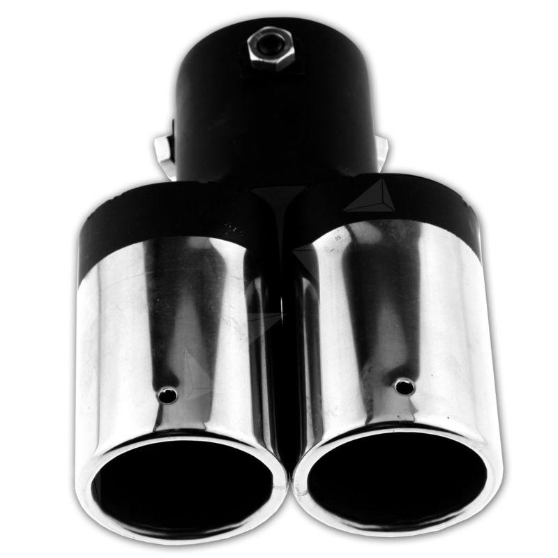 Universal pro twin dual muffler exhaust trim tips chrome tail pipe up to 60mm