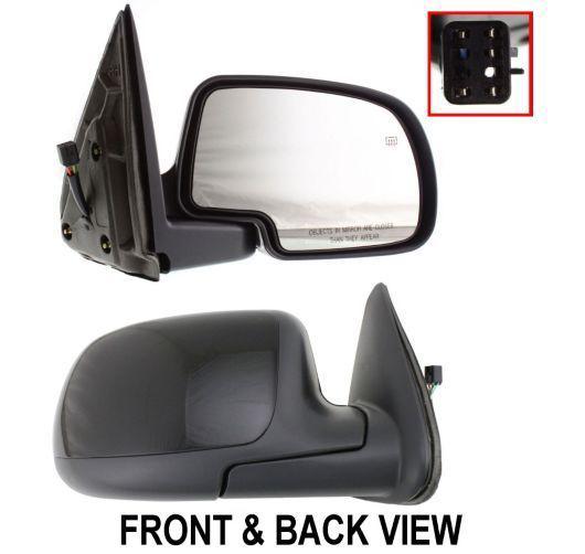 New mirror passenger right side power heated smooth black full size truck rh