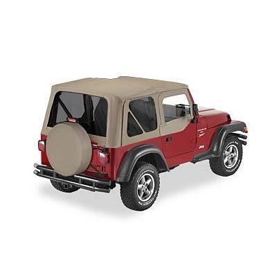 Bestop soft top replace-a-top cloth dark tan tinted windows jeep wrangler