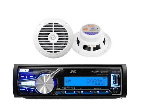 New jvc marine/car bluetooth usb/aux mp3 radio receiver + 2 x 6.5&#034; 120w speakers