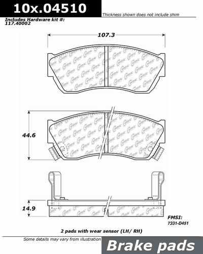 Centric 100.04510 brake pad or shoe, front-oe formula brake pads w/hardware