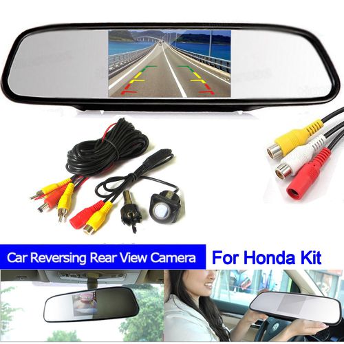 For hongda 4.3&#034; mirror monitor color 170°car rear view backup reverse camera kit